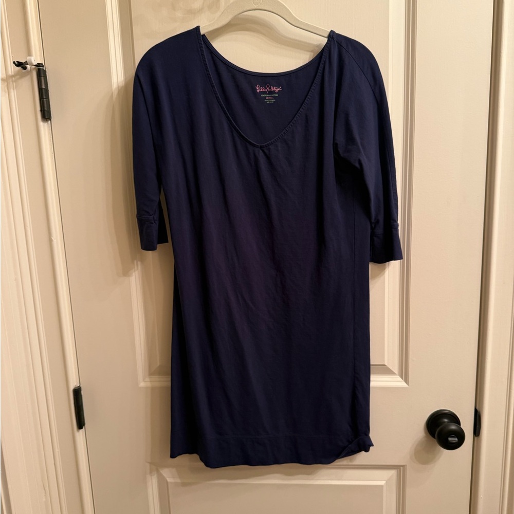 Navy Scoop Neck Women's Top
